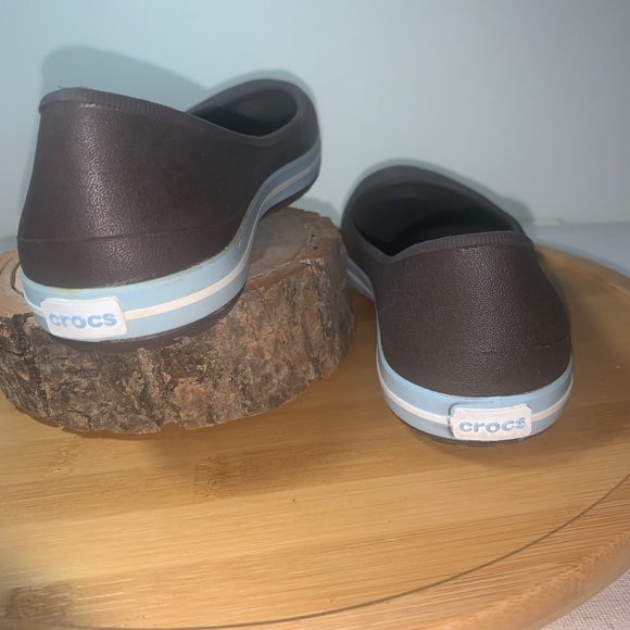 Crocs Crocband Ballet Flats Girls Size J2 Brown Light Blue White - Picture 5 of 7